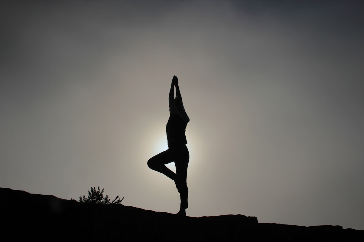 Woman performing a yoga stretch pose for flexibility